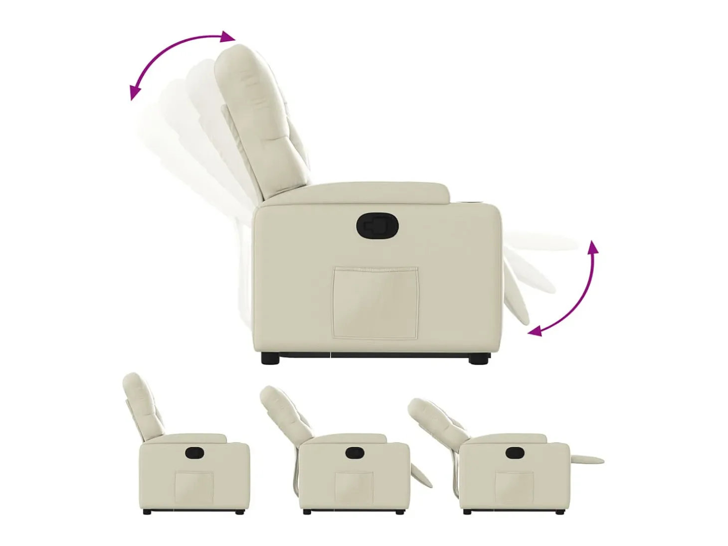 Poltrona Confortável | Poltrona reclinável elevatória couro artificial cor creme SHL741925