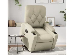 Poltrona Confortável | Poltrona reclinável elevatória couro artificial cor creme SHL741925