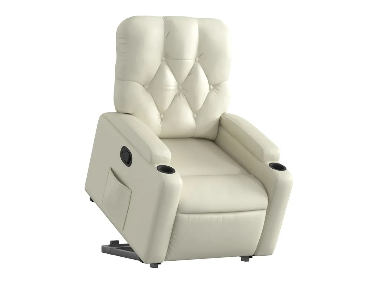 Poltrona Confortável | Poltrona reclinável elevatória couro artificial cor creme SHL741925