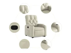 Poltrona Confortável | Poltrona reclinável elevatória couro artificial cor creme SHL741925