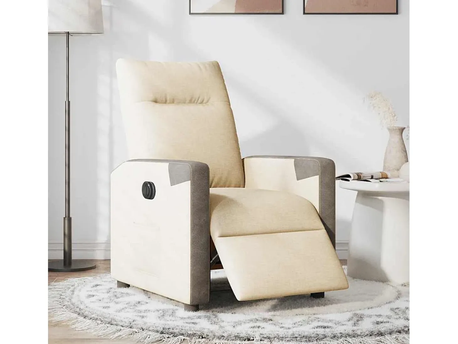 Poltrona Confortável | Poltrona reclinável elétrica tecido cor creme SHL303711