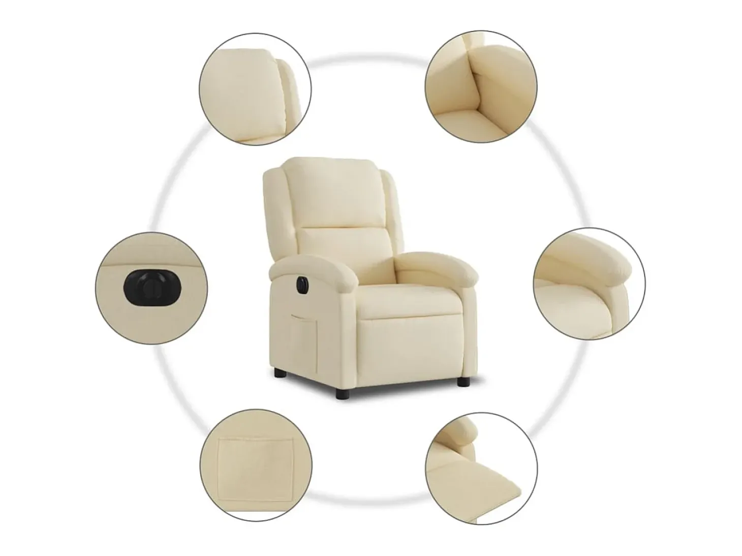 Poltrona Confortável | Poltrona reclinável elétrica tecido cor creme SHL45925