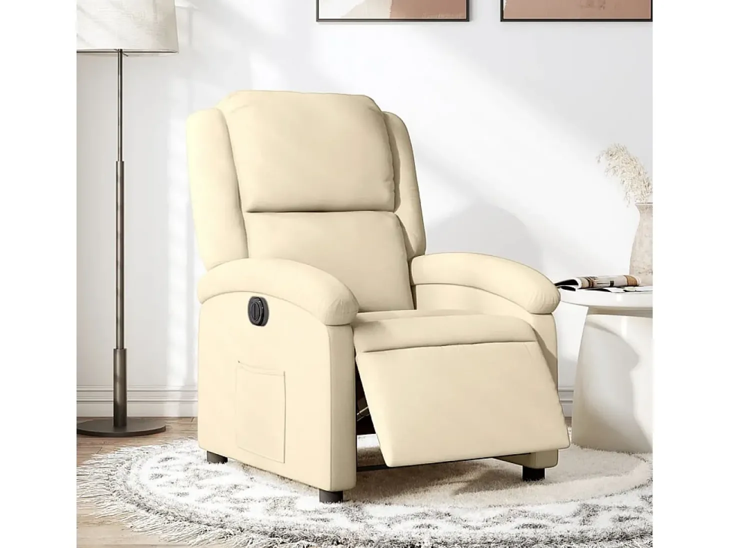 Poltrona Confortável | Poltrona reclinável elétrica tecido cor creme SHL45925