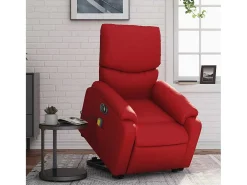 Poltrona Confortável | Poltrona reclinável elevatória elétrica couro artif. vermelho SHL152408