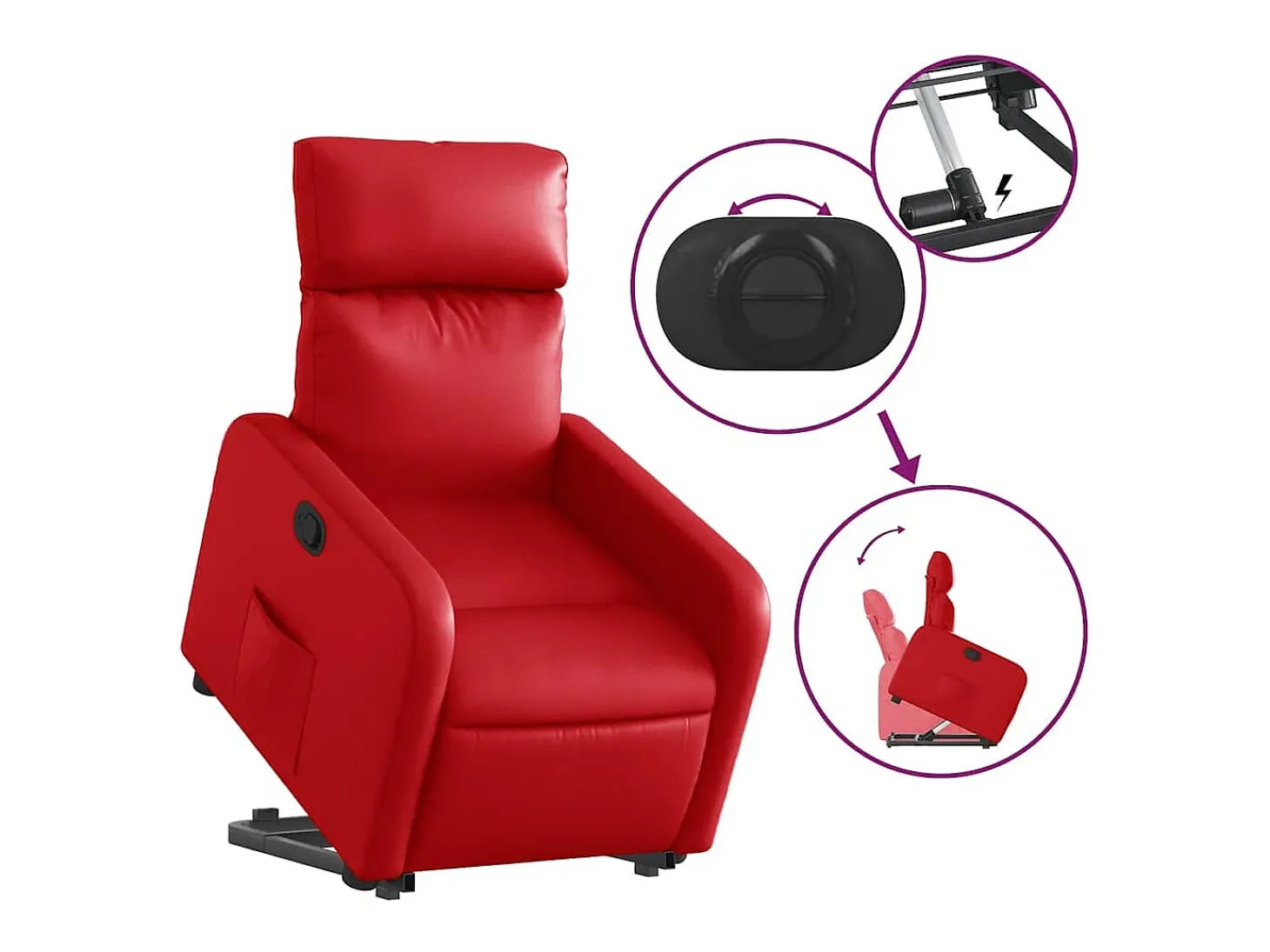 Poltrona Confortável | Poltrona reclinável elevatória couro artificial vermelho SHL562626