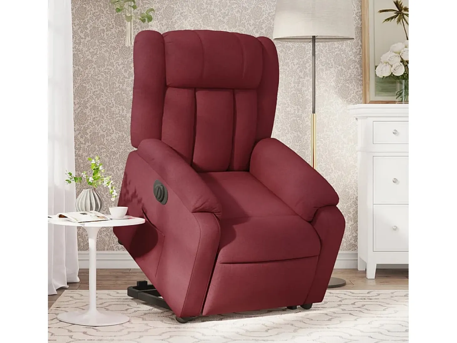 Poltrona Confortável | Poltrona reclinável elevatória elétrica tecido vermelho-tinto SHL557619