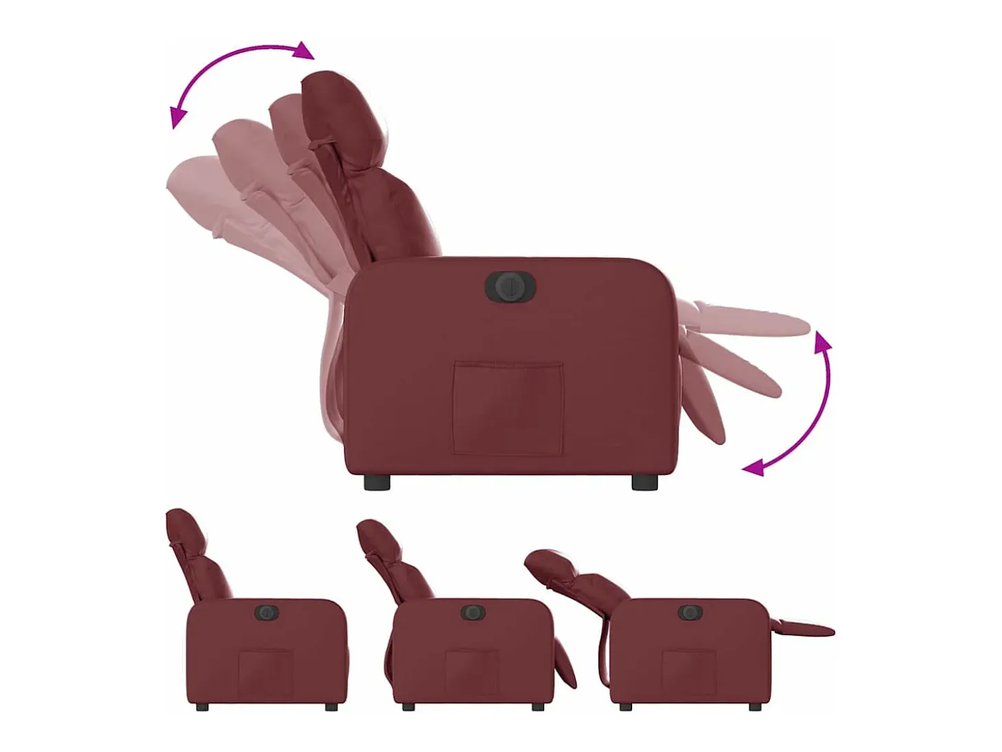 Poltrona Confortável | Poltrona reclinável elétrica couro artificial vermelho tinto SHL359414