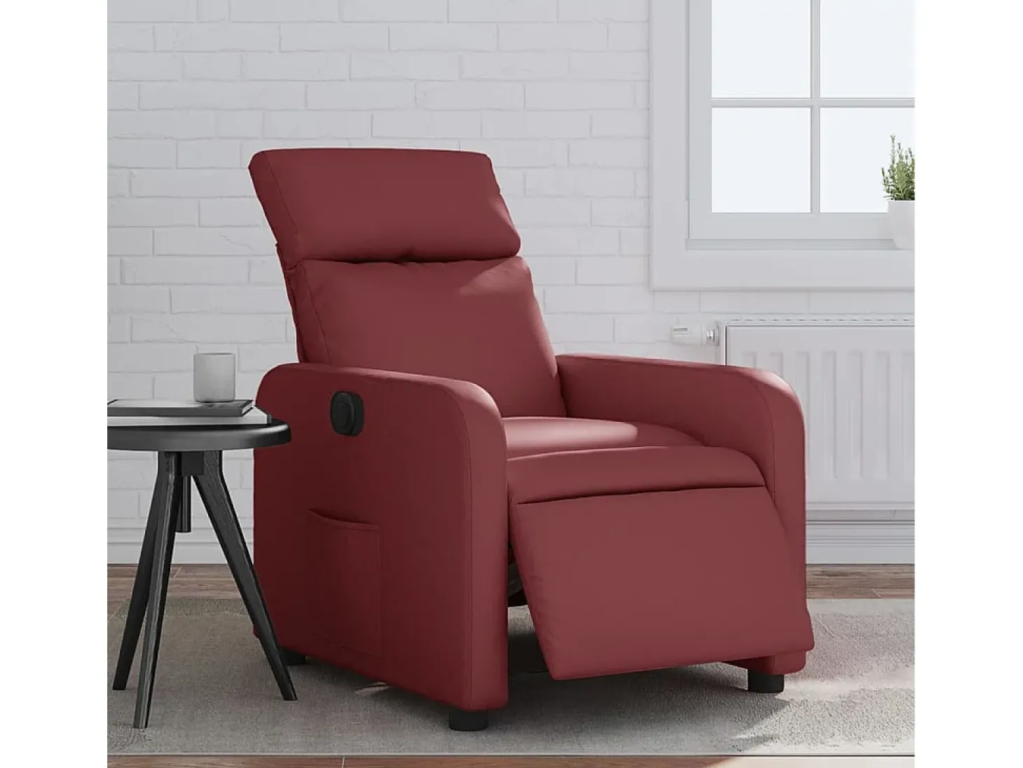 Poltrona Confortável | Poltrona reclinável elétrica couro artificial vermelho tinto SHL359414