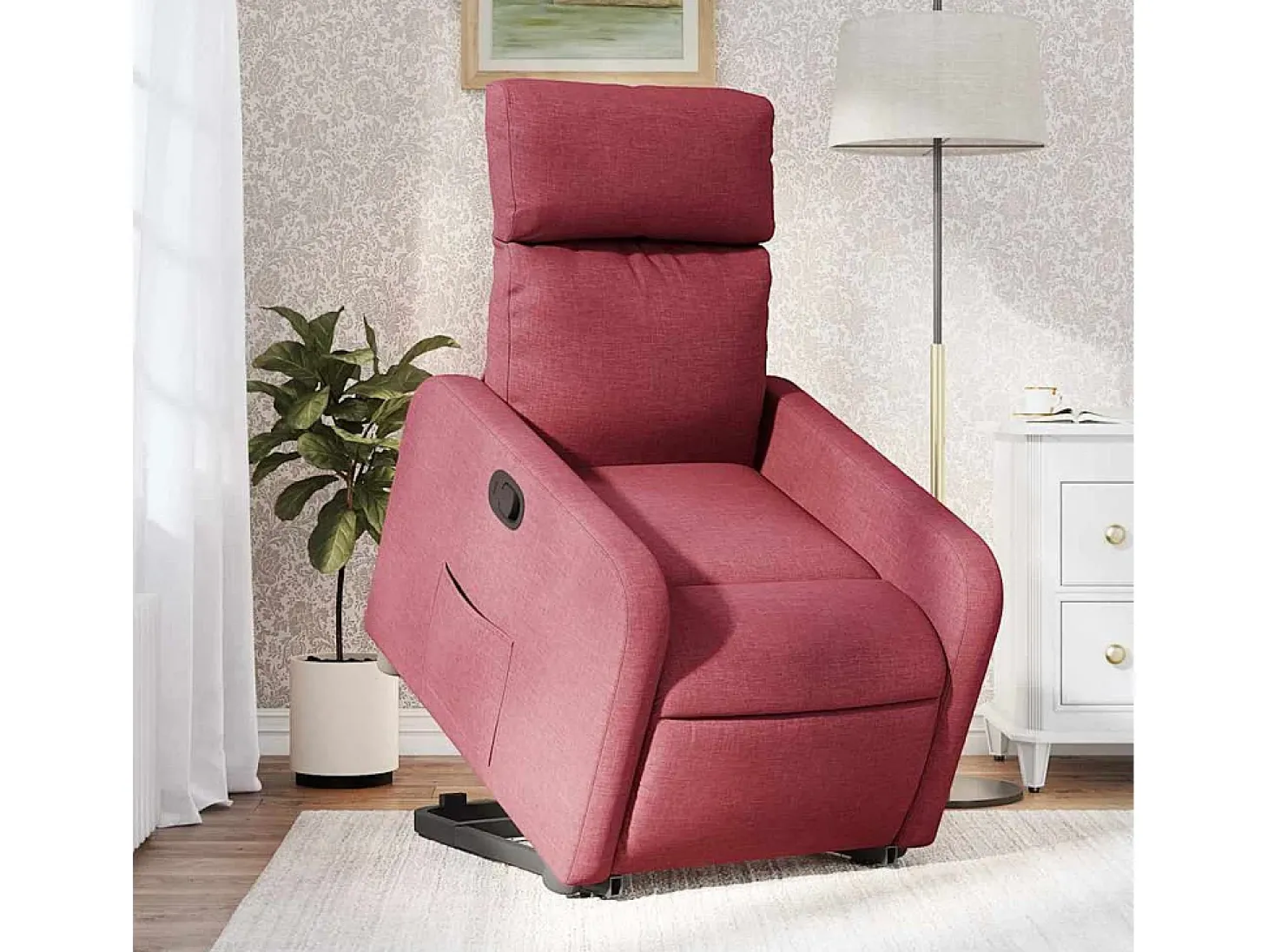 Poltrona Confortável | Poltrona reclinável elevatória tecido vermelho tinto SHL180014
