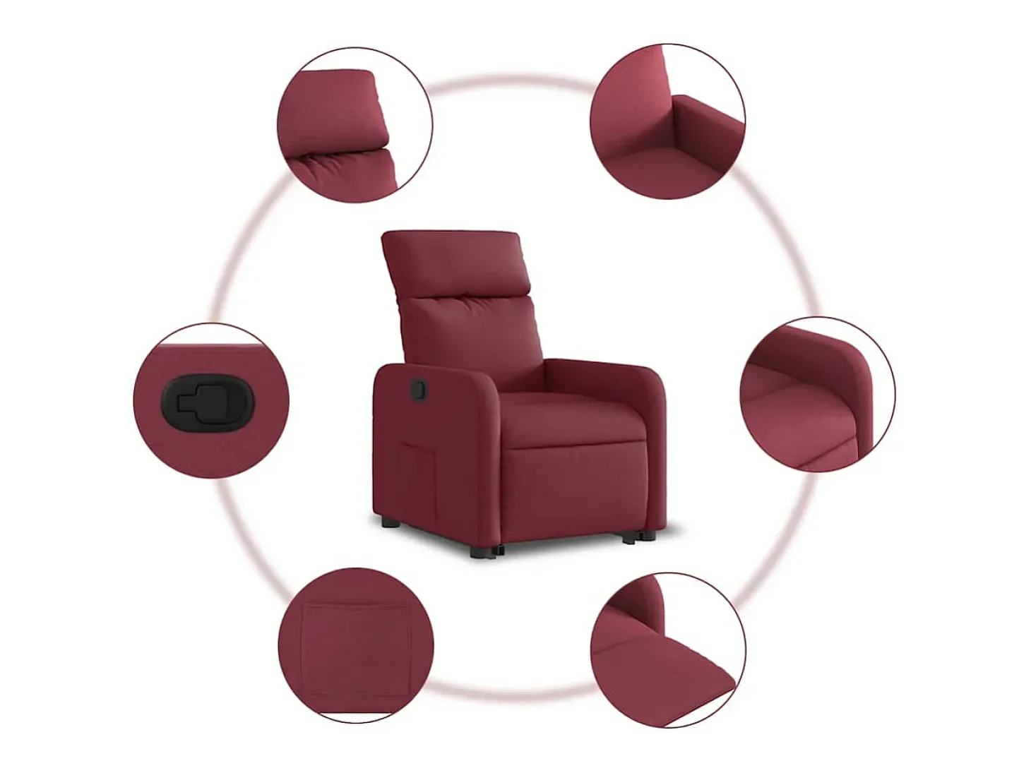 Poltrona Confortável | Poltrona reclinável elevatória tecido vermelho tinto SHL180014