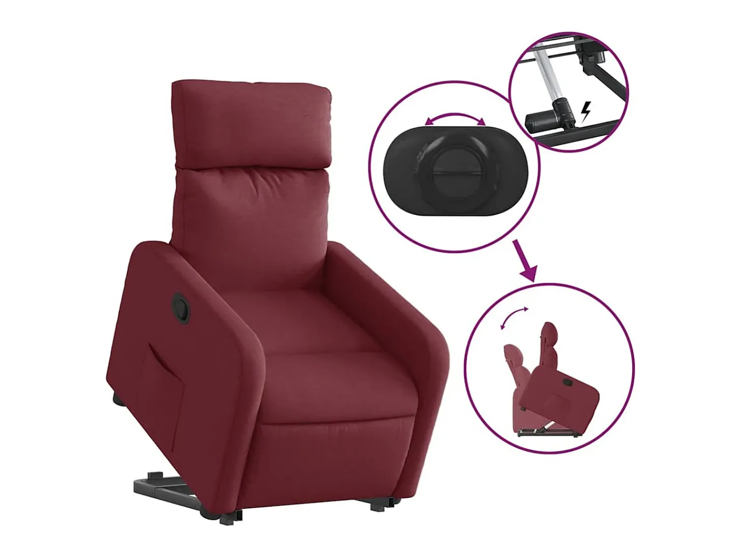 Poltrona Confortável | Poltrona reclinável elevatória tecido vermelho tinto SHL180014