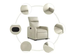 Poltrona Confortável | Poltrona reclinável elevatória couro artificial cor creme SHL818712