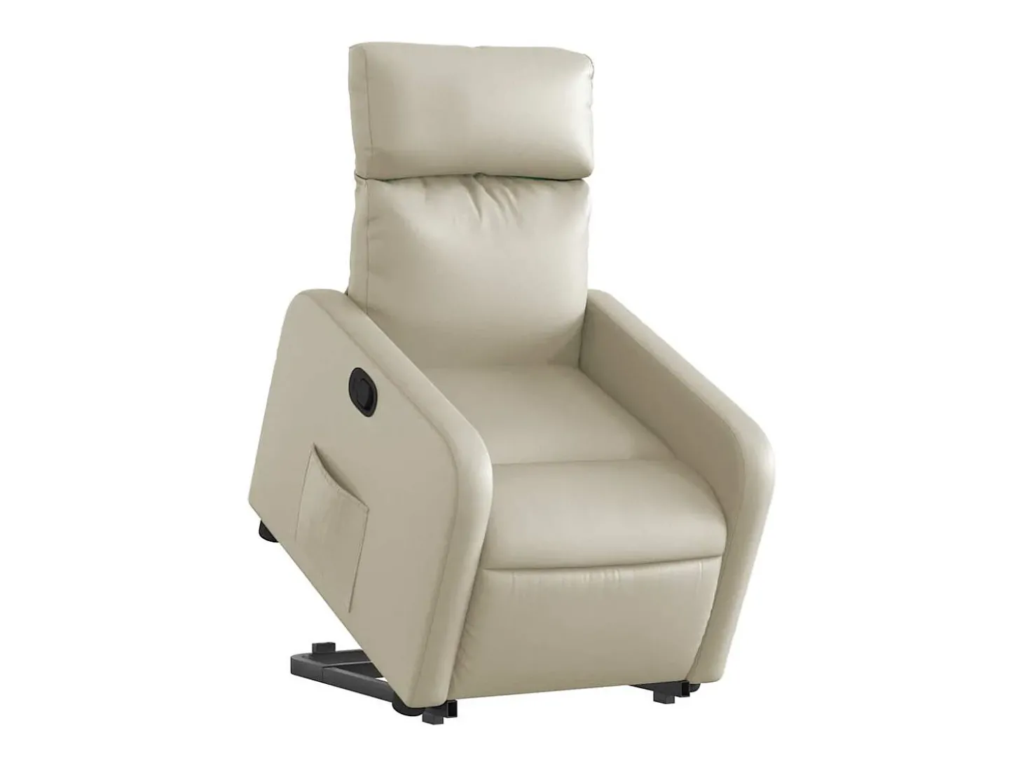 Poltrona Confortável | Poltrona reclinável elevatória couro artificial cor creme SHL818712