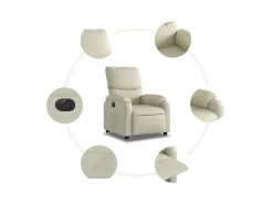 Poltrona Confortável | Poltrona reclinável elétrica couro artificial cor creme SHL985838