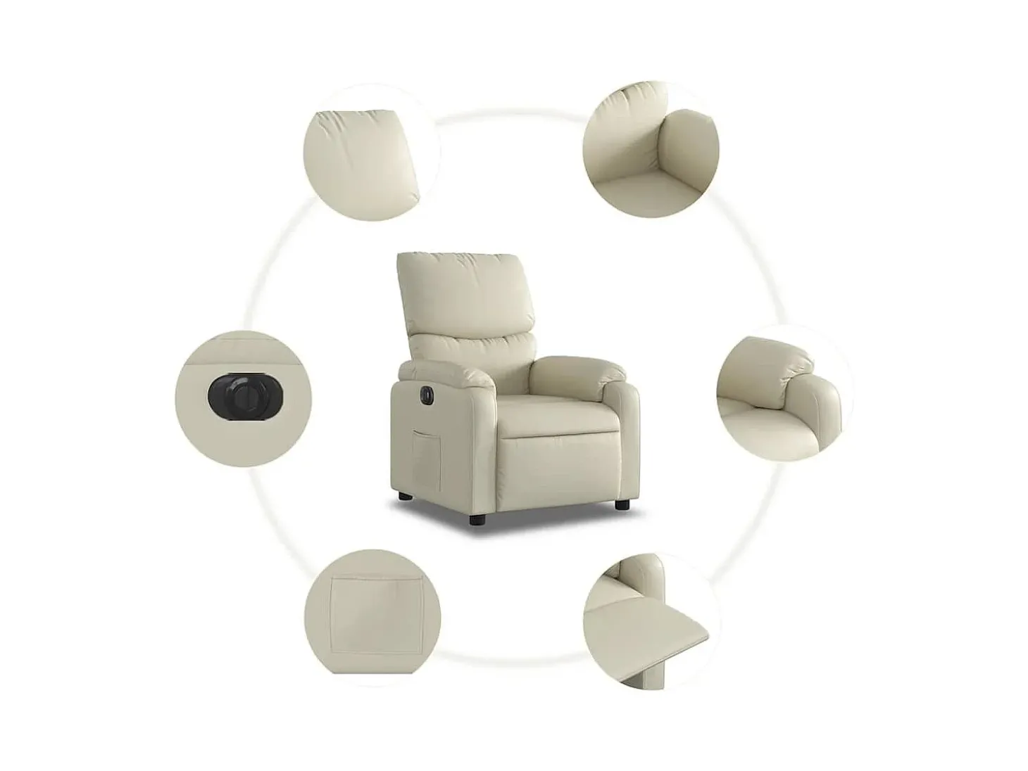 Poltrona Confortável | Poltrona reclinável elétrica couro artificial cor creme SHL985838