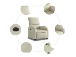 Poltrona Confortável | Poltrona reclinável elétrica couro artificial cor creme SHL985838