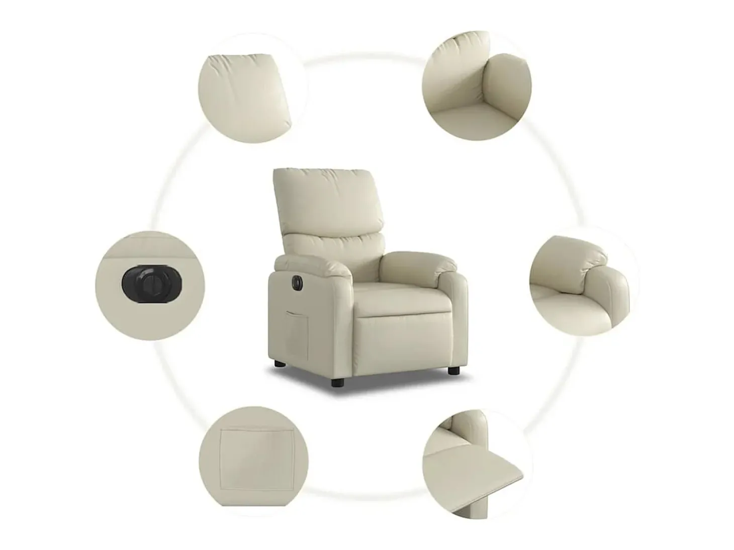 Poltrona Confortável | Poltrona reclinável elétrica couro artificial cor creme SHL985838