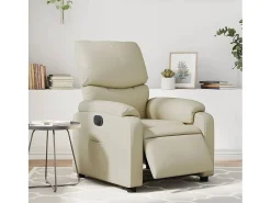 Poltrona Confortável | Poltrona reclinável elétrica couro artificial cor creme SHL985838