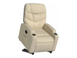 Poltrona Confortável | Poltrona reclinável elevatória elétrica tecido cor creme SHL771535