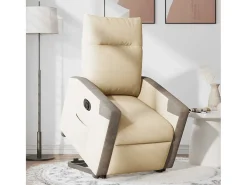 Poltrona Confortável | Poltrona reclinável elevatória elétrica tecido cor creme SHL776034