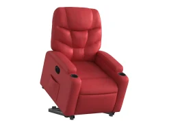 Poltrona Confortável | Poltrona reclinável elevatória elétrica couro artif. vermelho SHL453753