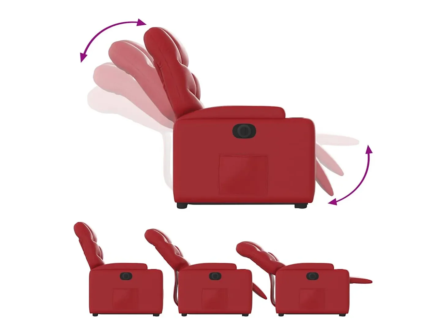 Poltrona Confortável | Poltrona reclinável elevatória elétrica couro artif. vermelho SHL453753