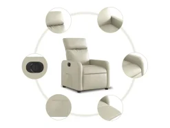 Poltrona Confortável | Poltrona reclinável elétrica couro artificial cor creme SHL209967