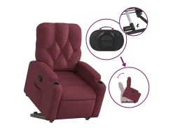 Poltrona Confortável | Poltrona reclinável elevatória tecido vermelho tinto SHL158616
