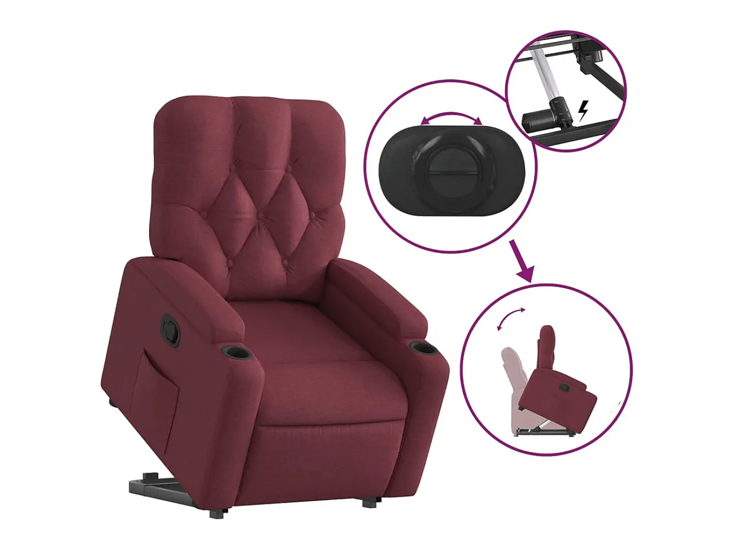 Poltrona Confortável | Poltrona reclinável elevatória tecido vermelho tinto SHL158616