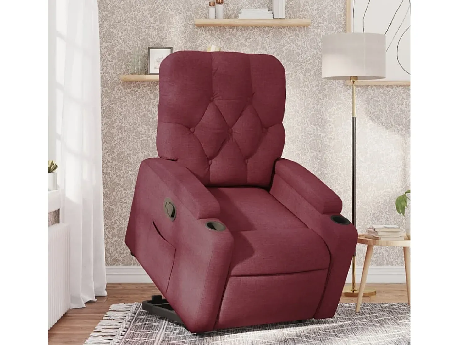 Poltrona Confortável | Poltrona reclinável elevatória tecido vermelho tinto SHL158616