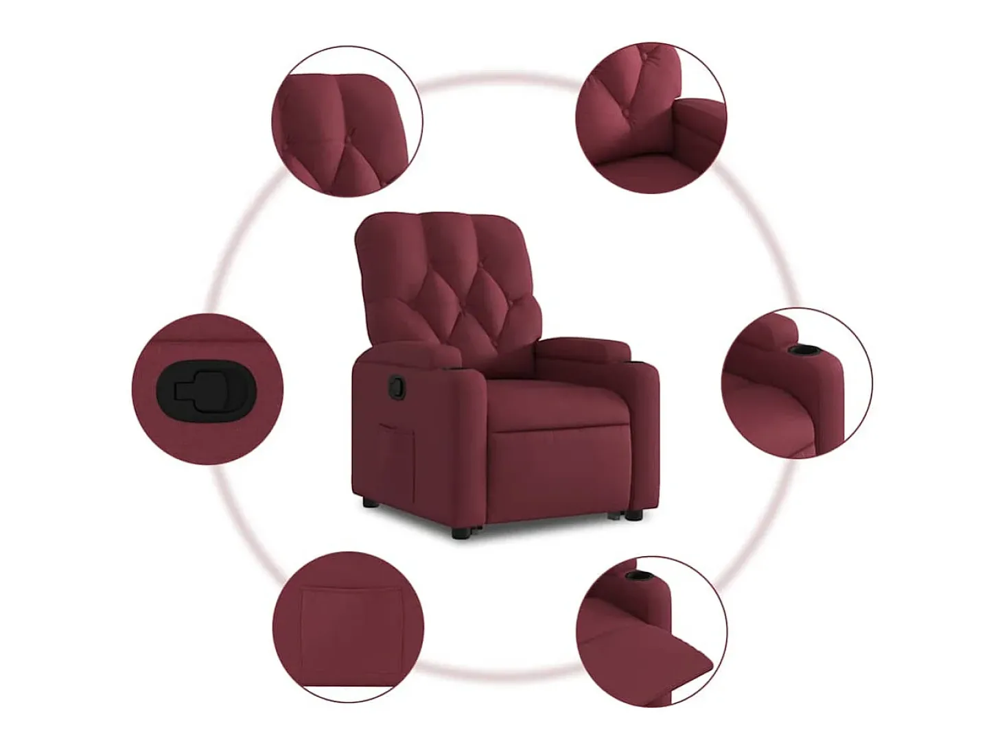 Poltrona Confortável | Poltrona reclinável elevatória tecido vermelho tinto SHL158616