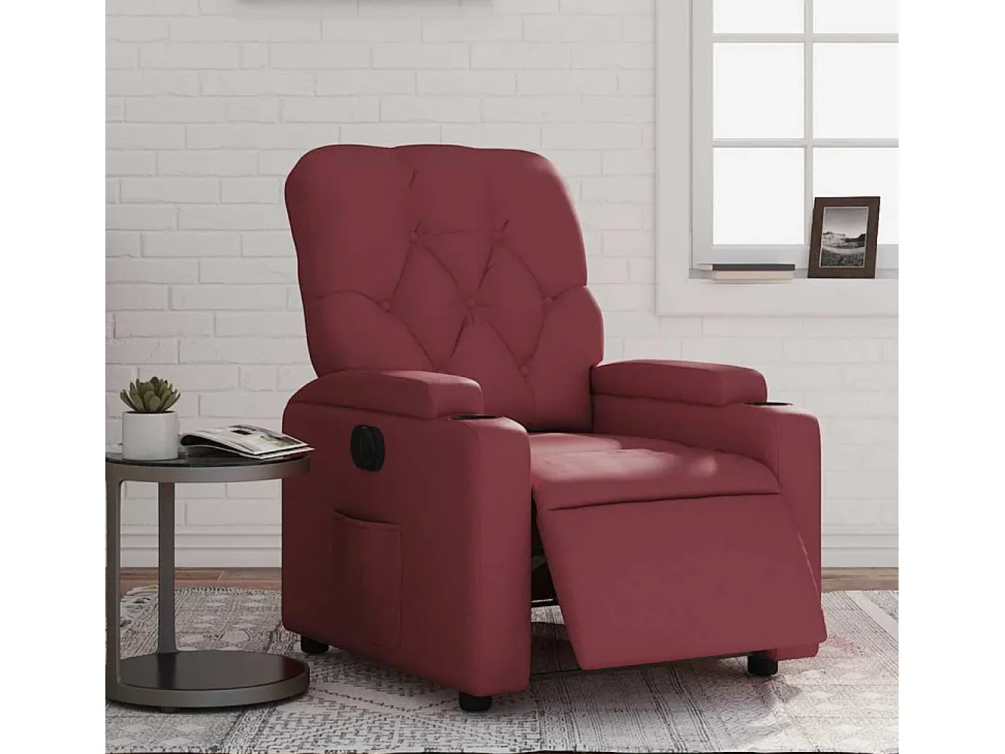 Poltrona Confortável | Poltrona reclinável elétrica couro artificial vermelho tinto SHL196549