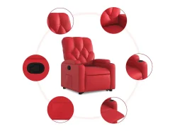 Poltrona Confortável | Poltrona reclinável elevatória couro artificial vermelho SHL411485