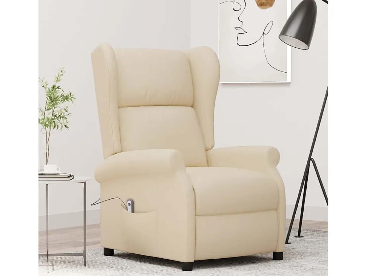 Poltrona Confortável | Poltrona reclinável elétrica tecido cor creme SHL876865