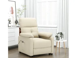 Poltrona Confortável | Poltrona reclinável elétrica tecido cor creme SHL267251