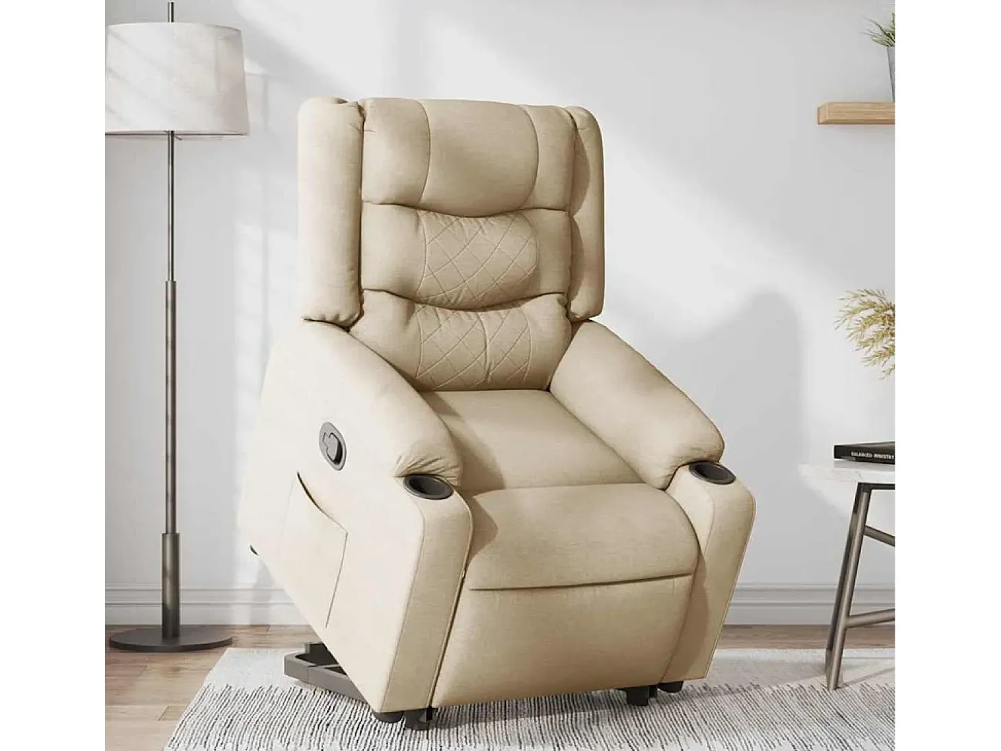 Poltrona Confortável | Poltrona reclinável elevatória tecido cor creme SHL418708