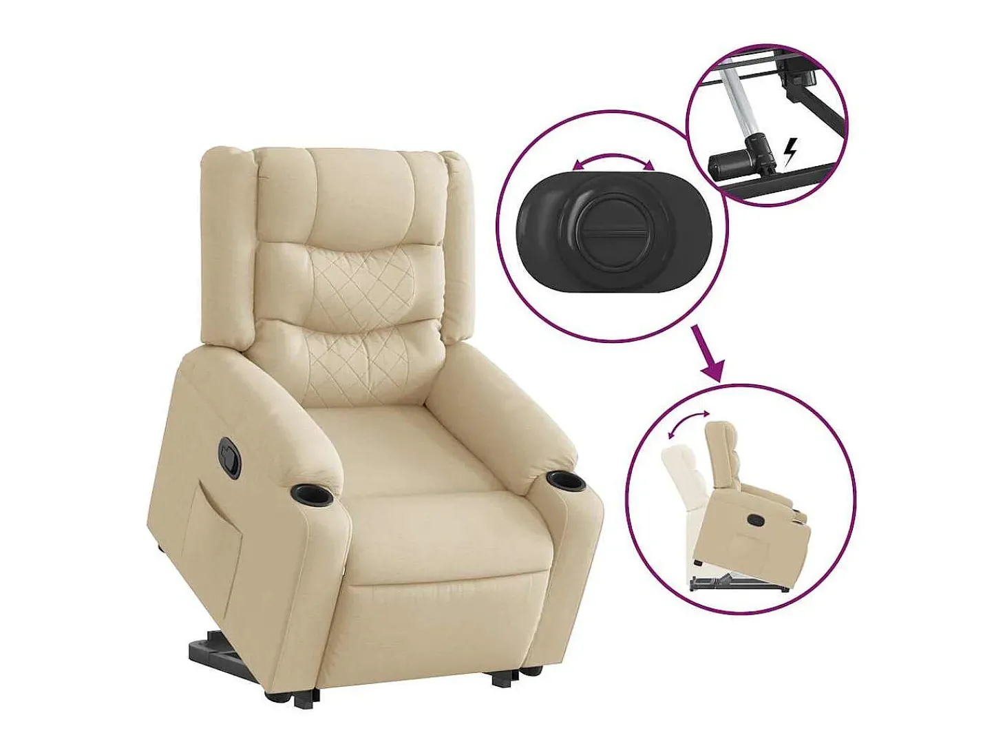 Poltrona Confortável | Poltrona reclinável elevatória tecido cor creme SHL418708