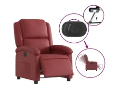 Poltrona Confortável | Poltrona reclinável elétrica couro artificial vermelho tinto SHL914856