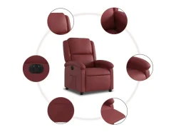 Poltrona Confortável | Poltrona reclinável elétrica couro artificial vermelho tinto SHL914856