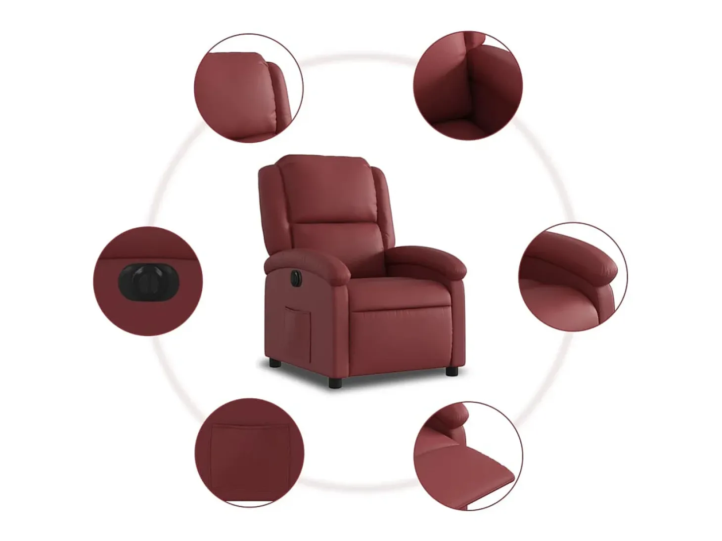 Poltrona Confortável | Poltrona reclinável elétrica couro artificial vermelho tinto SHL914856