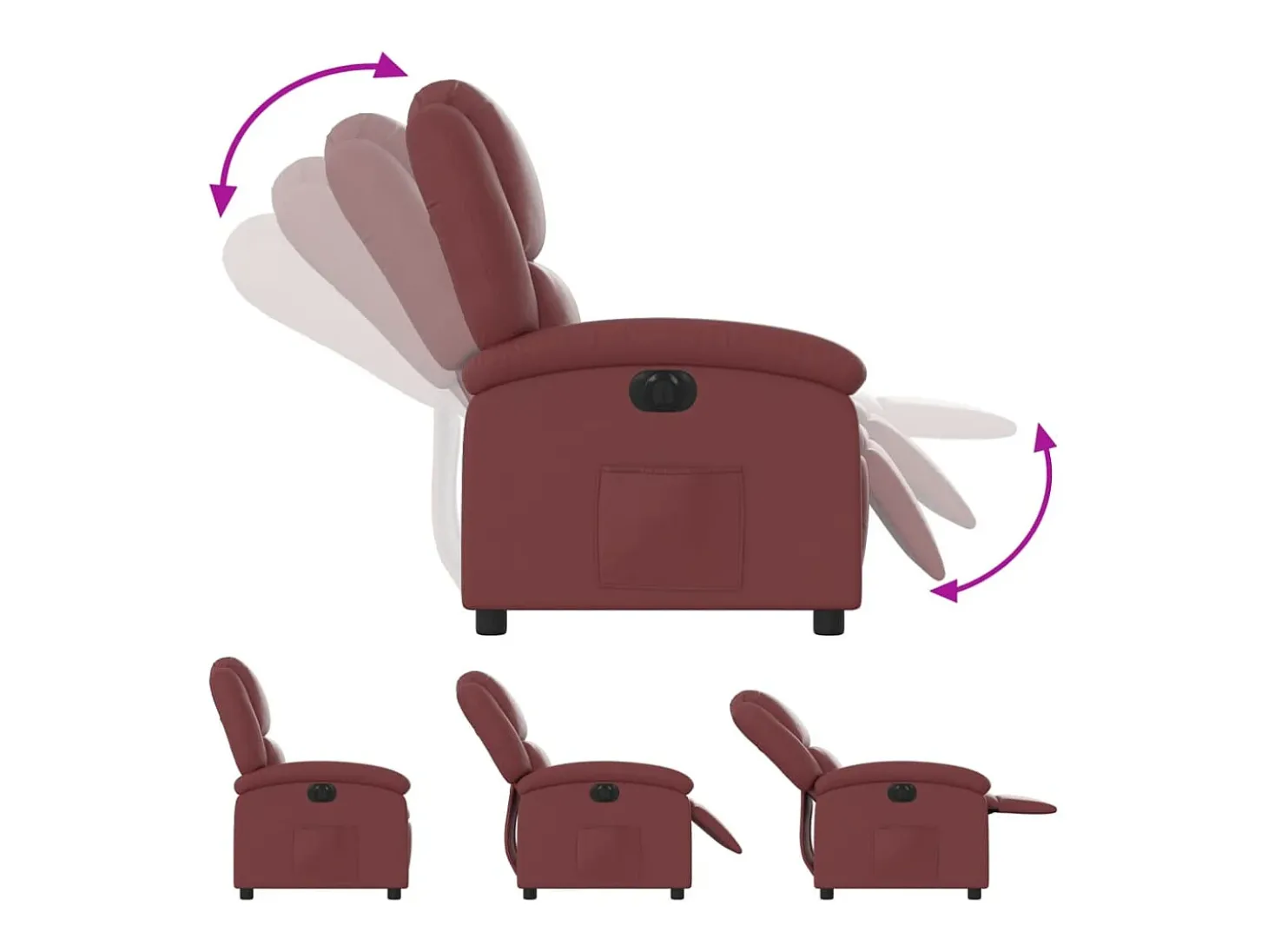 Poltrona Confortável | Poltrona reclinável elétrica couro artificial vermelho tinto SHL914856