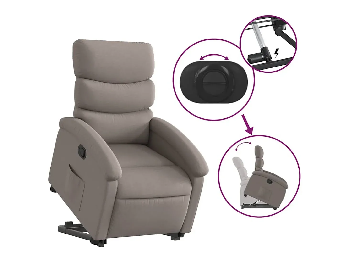 Poltrona Confortável | Poltrona reclinável elevatória tecido cinzento-acastanhado SHL402621