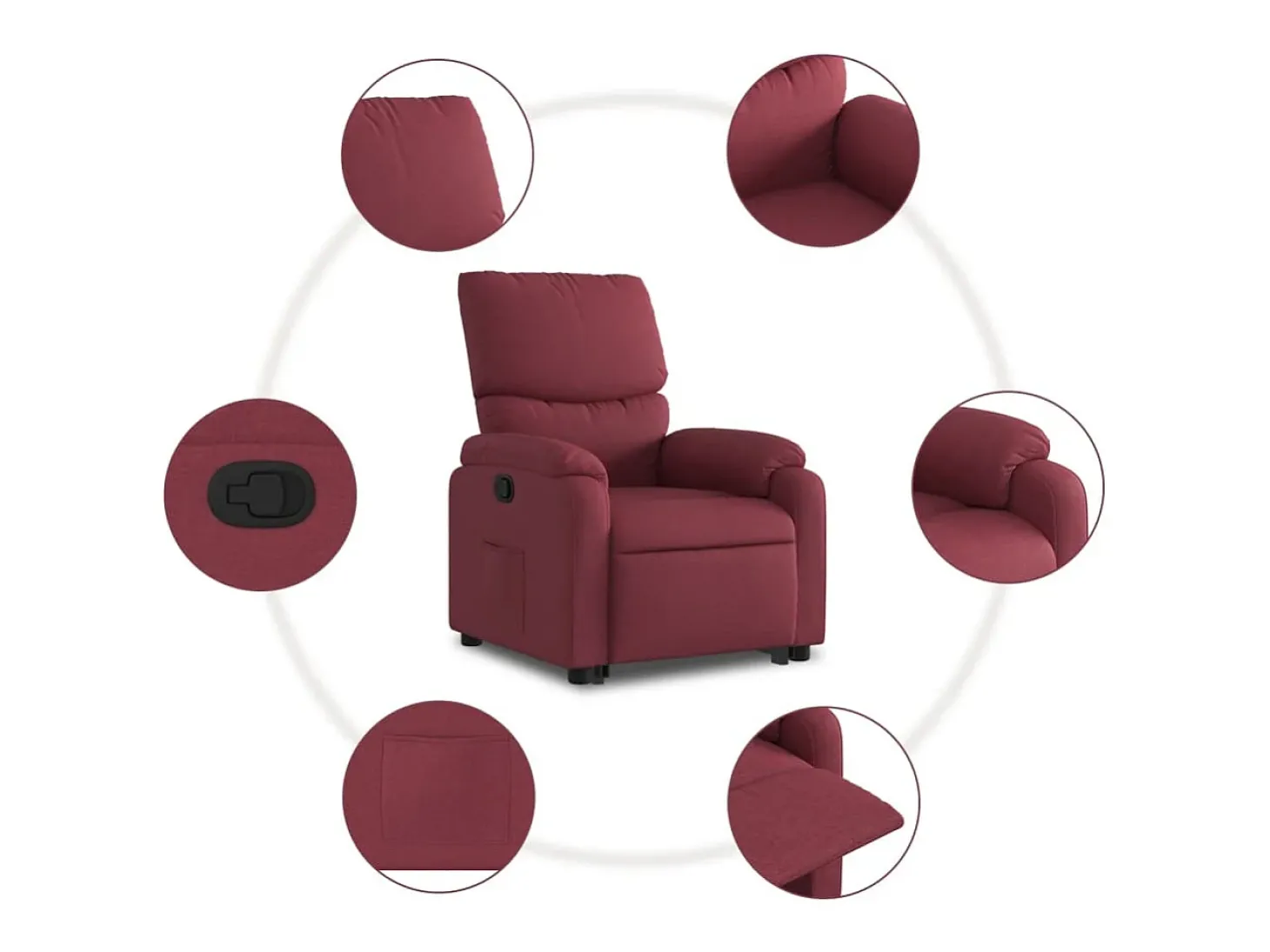 Poltrona Confortável | Poltrona reclinável elevatória tecido vermelho tinto SHL187270