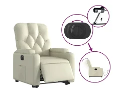 Poltrona Confortável | Poltrona reclinável elevatória elétrica couro artificial creme SHL690439