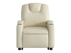 Poltrona Confortável | Poltrona reclinável elevatória couro artificial cor creme SHL783590