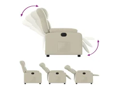 Poltrona Confortável | Poltrona reclinável elétrica couro artificial cor creme SHL524261