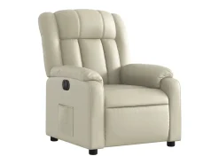 Poltrona Confortável | Poltrona reclinável elétrica couro artificial cor creme SHL524261