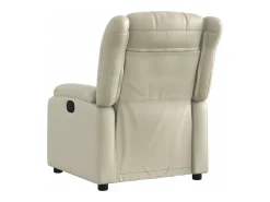 Poltrona Confortável | Poltrona reclinável elétrica couro artificial cor creme SHL524261