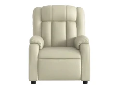 Poltrona Confortável | Poltrona reclinável elétrica couro artificial cor creme SHL524261