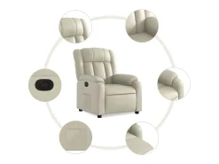 Poltrona Confortável | Poltrona reclinável elétrica couro artificial cor creme SHL524261
